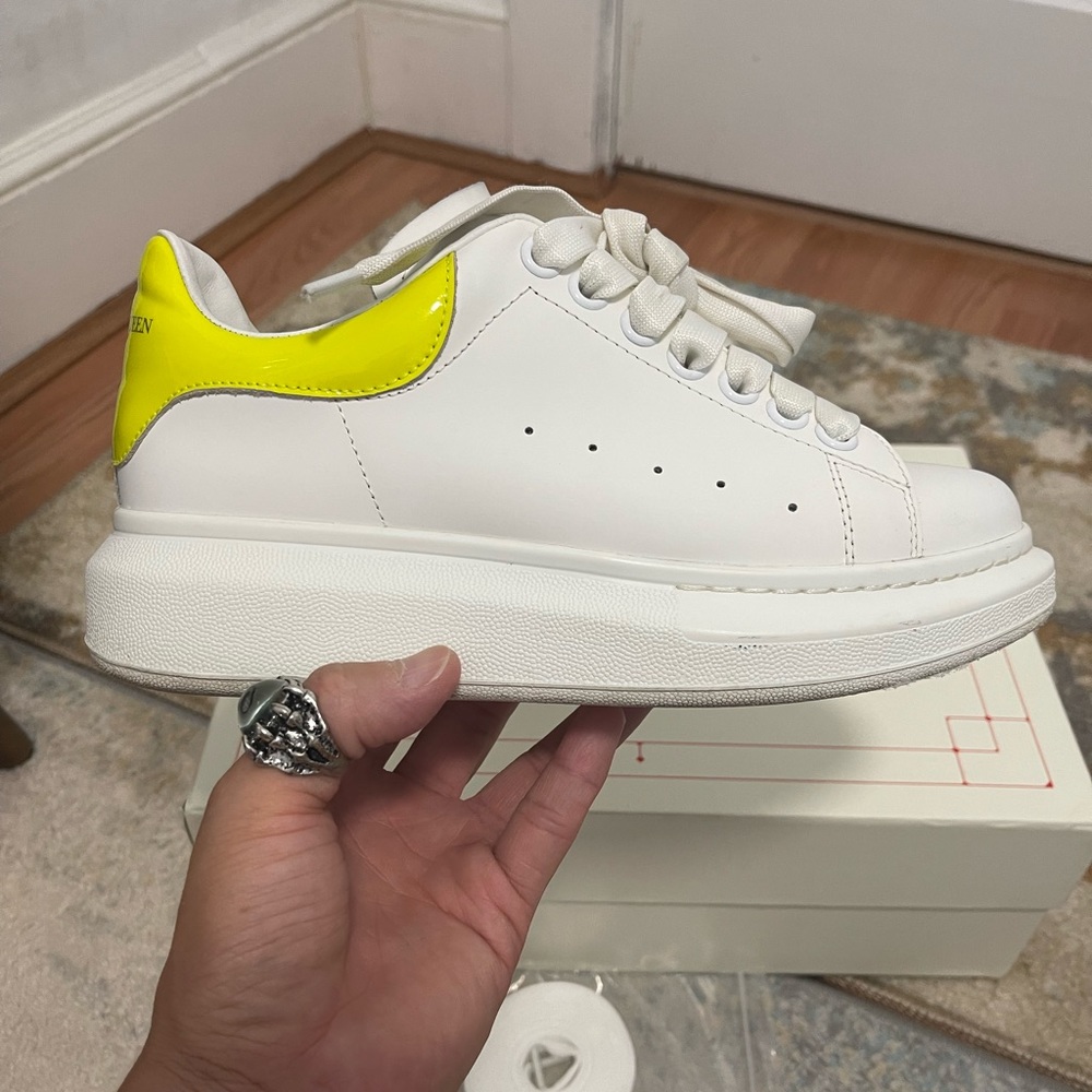EUC Women Sz 7 (Euro Sz 37) Alexander McQueen Oversized Shoes White/Fluo Yellow - Picture 9 of 17